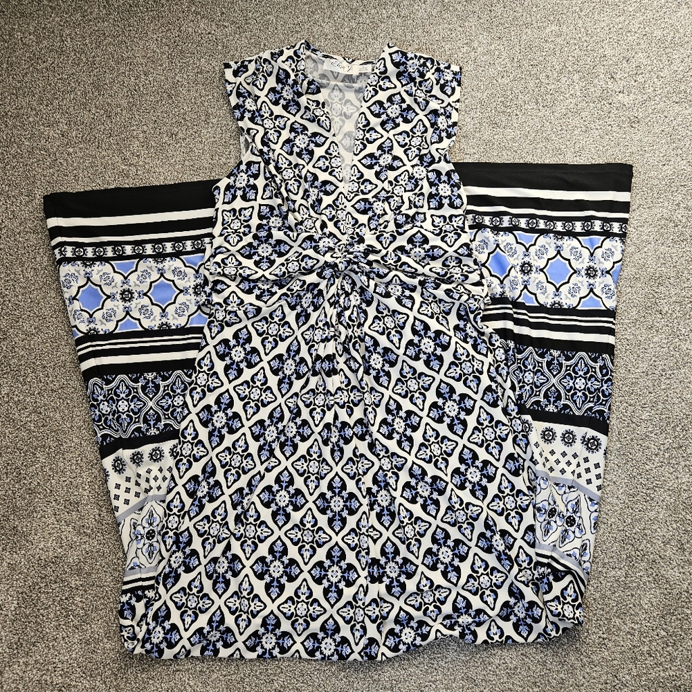 Eliza J Maxi Floor Length Stretchy Jersey Sleeveless Dress V-neck Size 6-8